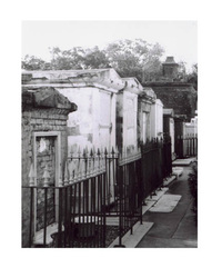 35mm black & white photo taken in the Louis II cemetery in New Orleans Louisiana. Gothic above ground tombs.