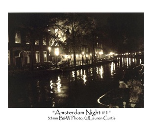 35mm Black & white photo of canals in Amsterdam.